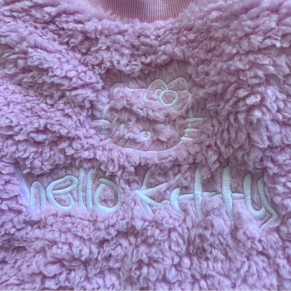 NWT Hello Kitty Pink Fuzzy Sherpa Crewneck - Picture 3 of 6